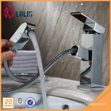 Fancy polished brass single lever pull out bathroom sink faucets